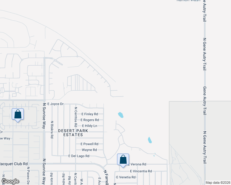 map of restaurants, bars, coffee shops, grocery stores, and more near 2619 Windmill Way in Palm Springs