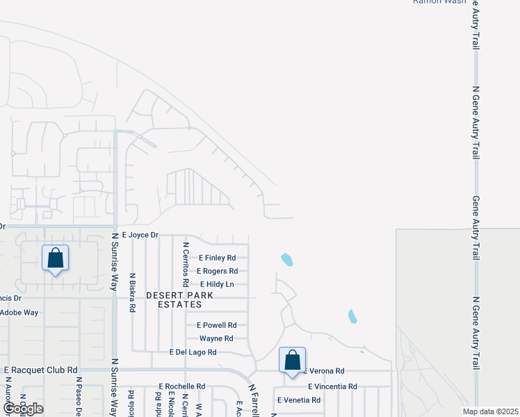 map of restaurants, bars, coffee shops, grocery stores, and more near 2579 Savanna Way in Palm Springs