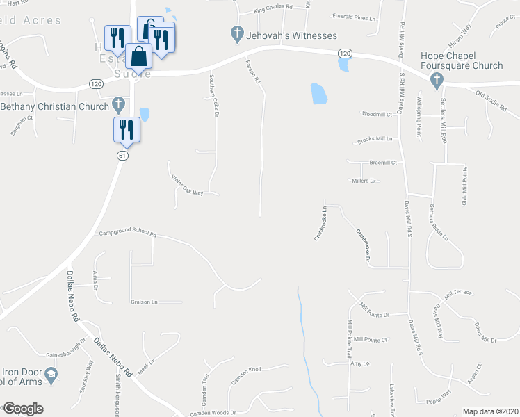 map of restaurants, bars, coffee shops, grocery stores, and more near 626 Parson Road in Dallas