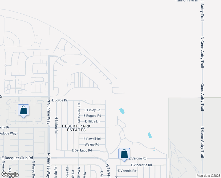 map of restaurants, bars, coffee shops, grocery stores, and more near 2579 Savanna Way in Palm Springs