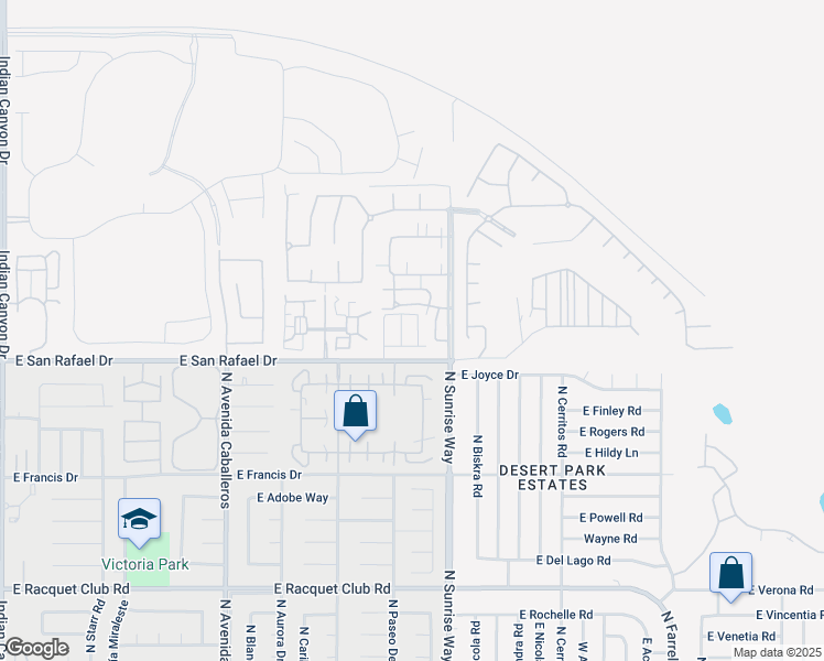 map of restaurants, bars, coffee shops, grocery stores, and more near 3263 North Mica Drive in Palm Springs