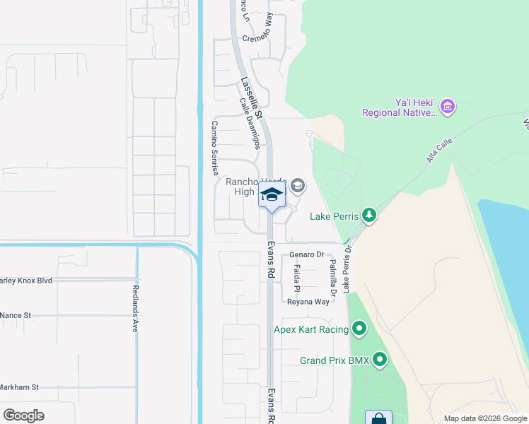 map of restaurants, bars, coffee shops, grocery stores, and more near 17750 Lasselle Street in Moreno Valley