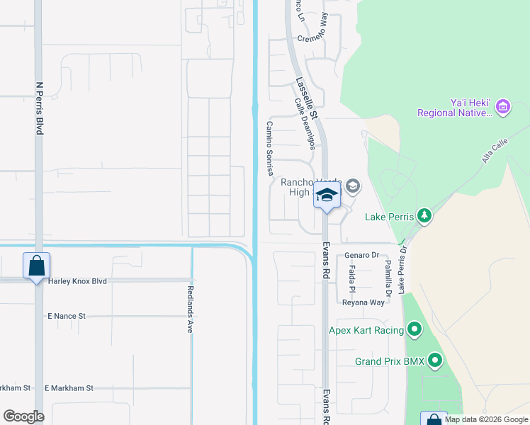 map of restaurants, bars, coffee shops, grocery stores, and more near 17791 Corte Soledad in Moreno Valley