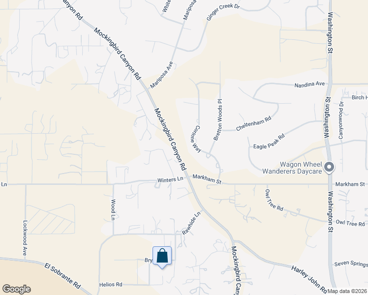 map of restaurants, bars, coffee shops, grocery stores, and more near 17747 Corrinne Way in Riverside