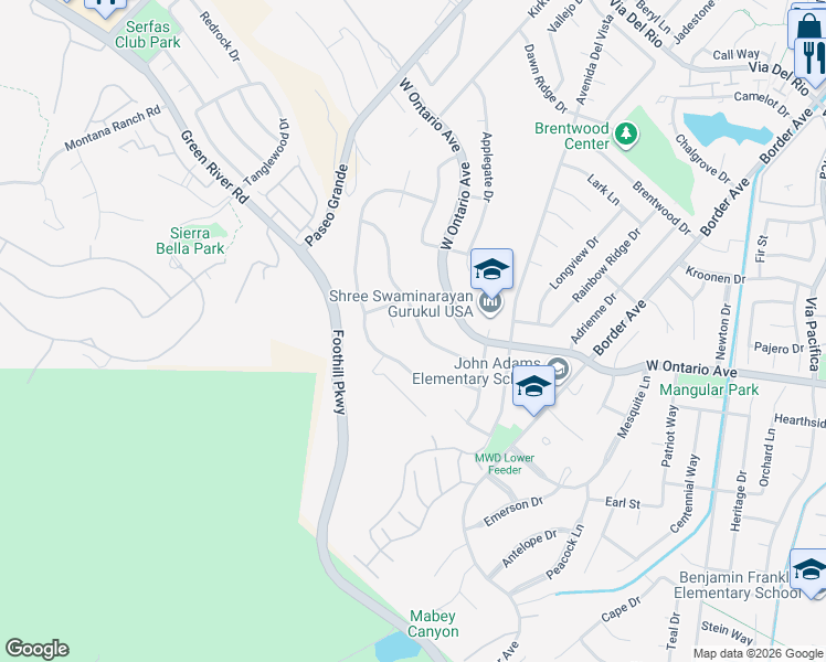 map of restaurants, bars, coffee shops, grocery stores, and more near 1977 Sage Avenue in Corona
