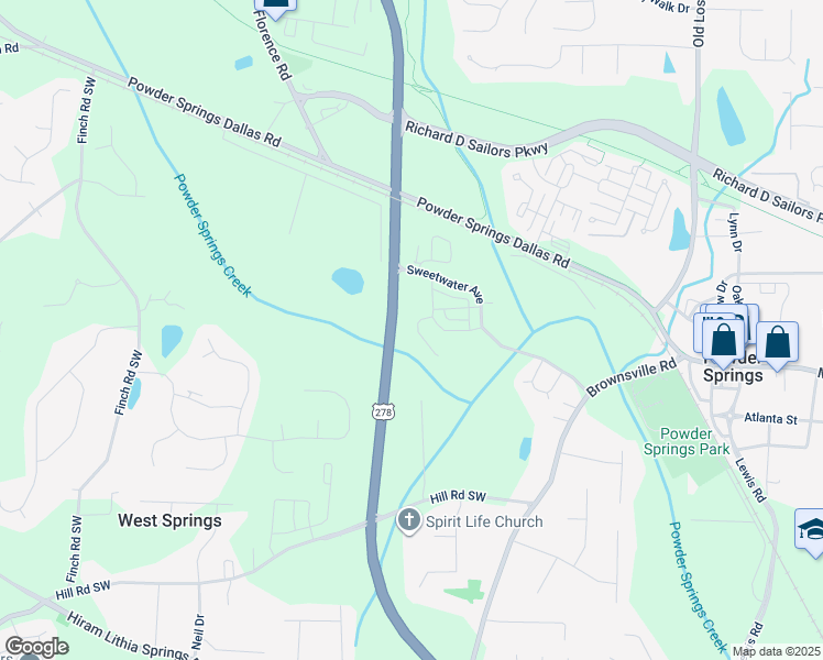 map of restaurants, bars, coffee shops, grocery stores, and more near 4718 Jellico Drive in Powder Springs