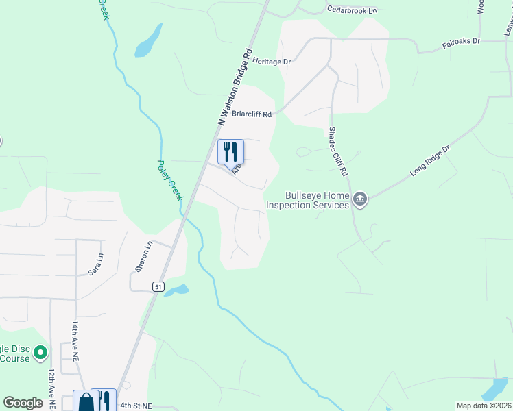 map of restaurants, bars, coffee shops, grocery stores, and more near 2298 Charter Road in Jasper