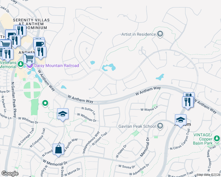 map of restaurants, bars, coffee shops, grocery stores, and more near 41419 North Fairgreen Way in Anthem