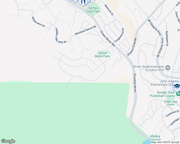 map of restaurants, bars, coffee shops, grocery stores, and more near 2575 Sierra Bella Drive in Corona