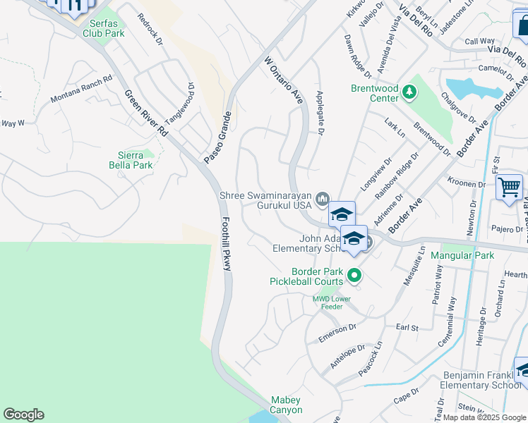 map of restaurants, bars, coffee shops, grocery stores, and more near 1987 Tumbleweed Circle in Corona