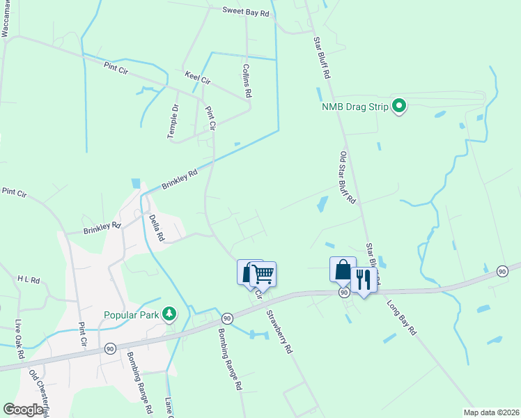 map of restaurants, bars, coffee shops, grocery stores, and more near 3590 Fray Lane in Longs