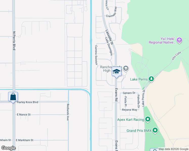 map of restaurants, bars, coffee shops, grocery stores, and more near 17791 Corte Soledad in Moreno Valley