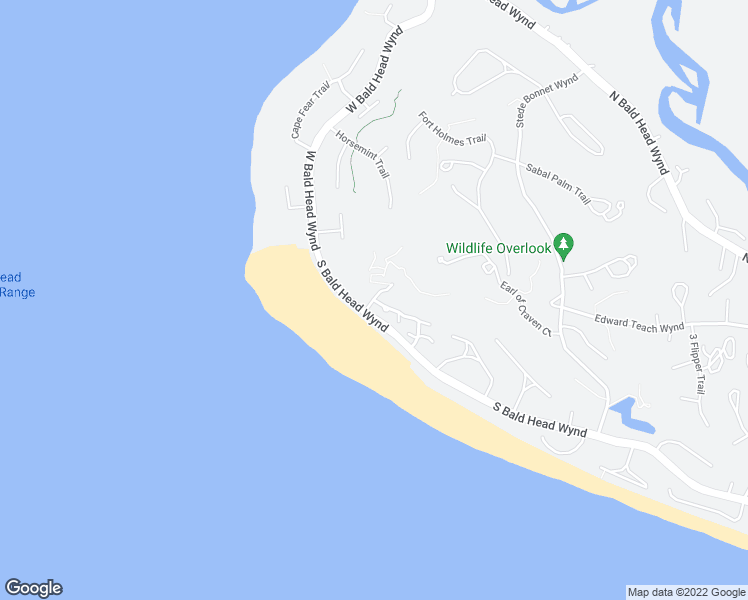 map of restaurants, bars, coffee shops, grocery stores, and more near Salt Meadow Trail in Bald Head Island