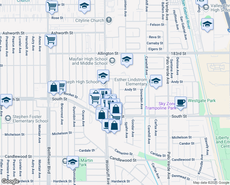 map of restaurants, bars, coffee shops, grocery stores, and more near 5746 Fanwood Avenue in Lakewood