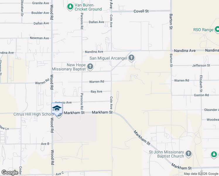 map of restaurants, bars, coffee shops, grocery stores, and more near 19482 Ray Avenue in Riverside