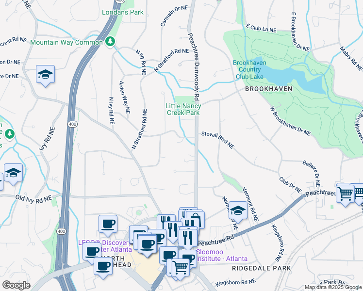 map of restaurants, bars, coffee shops, grocery stores, and more near 857 Stovall Place Northeast in Atlanta