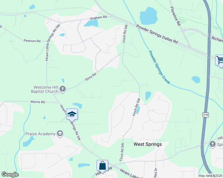 map of restaurants, bars, coffee shops, grocery stores, and more near 5377 Jones Reserve Walk in Hiram