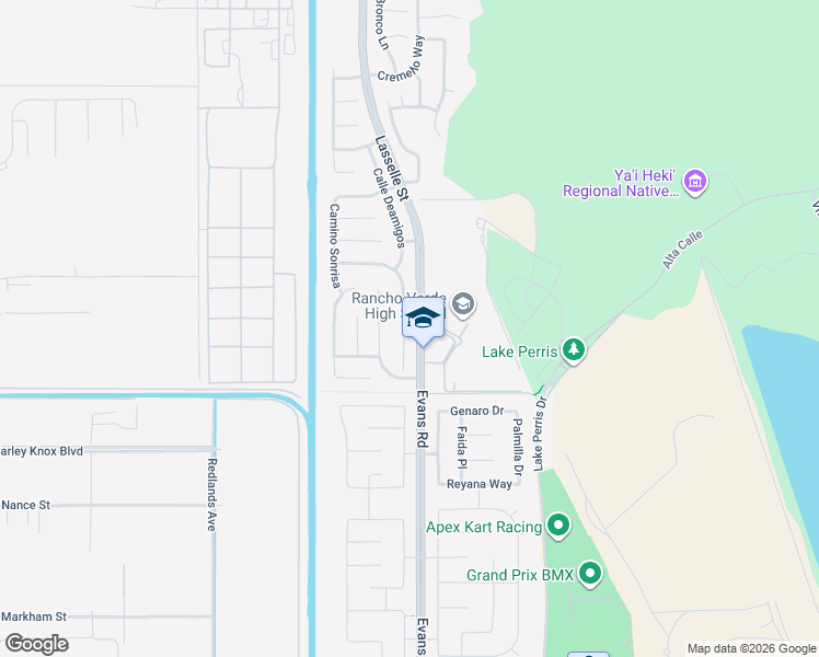 map of restaurants, bars, coffee shops, grocery stores, and more near 17778 Camino San Simeon in Moreno Valley