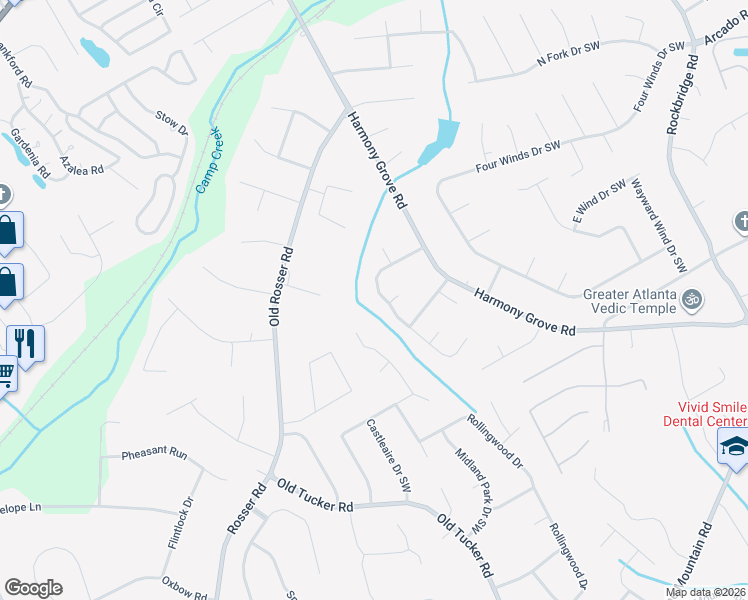 map of restaurants, bars, coffee shops, grocery stores, and more near 295 Nimblewill Way Southwest in Lilburn