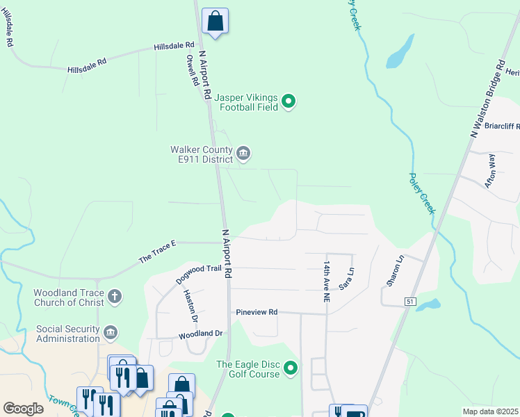 map of restaurants, bars, coffee shops, grocery stores, and more near 1200 Beacon Lane in Jasper