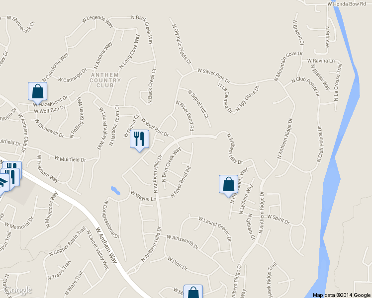 map of restaurants, bars, coffee shops, grocery stores, and more near 41437 North Bent Creek Way in New River