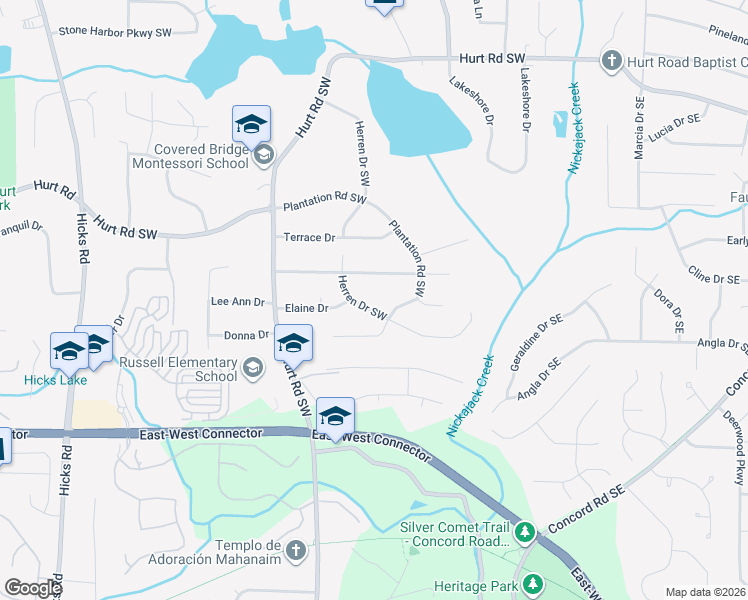 map of restaurants, bars, coffee shops, grocery stores, and more near 3811 Herren Drive Southwest in Smyrna