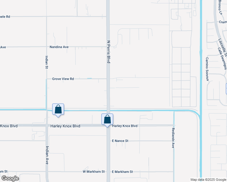 map of restaurants, bars, coffee shops, grocery stores, and more near 17800 North Perris Boulevard in Moreno Valley