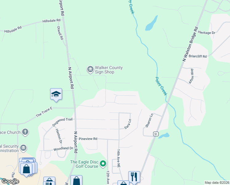 map of restaurants, bars, coffee shops, grocery stores, and more near 1300 Tracy Avenue in Jasper