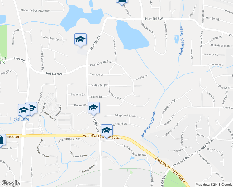map of restaurants, bars, coffee shops, grocery stores, and more near 3801 Herren Drive Southwest in Smyrna