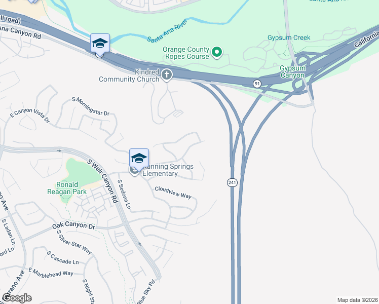 map of restaurants, bars, coffee shops, grocery stores, and more near 8814 East Garden View Drive in Anaheim