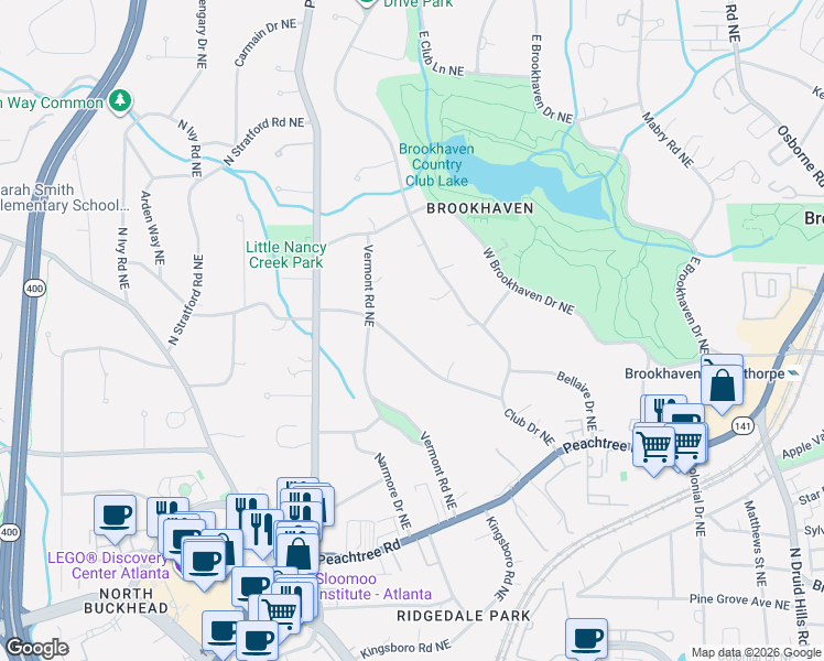 map of restaurants, bars, coffee shops, grocery stores, and more near 1000 Stovall Boulevard Northeast in Atlanta