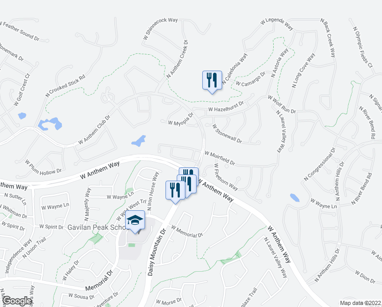 map of restaurants, bars, coffee shops, grocery stores, and more near 41514 North Chase Oaks Way in New River