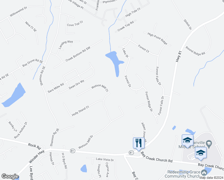 map of restaurants, bars, coffee shops, grocery stores, and more near 4805 Watson Mill Court in Loganville