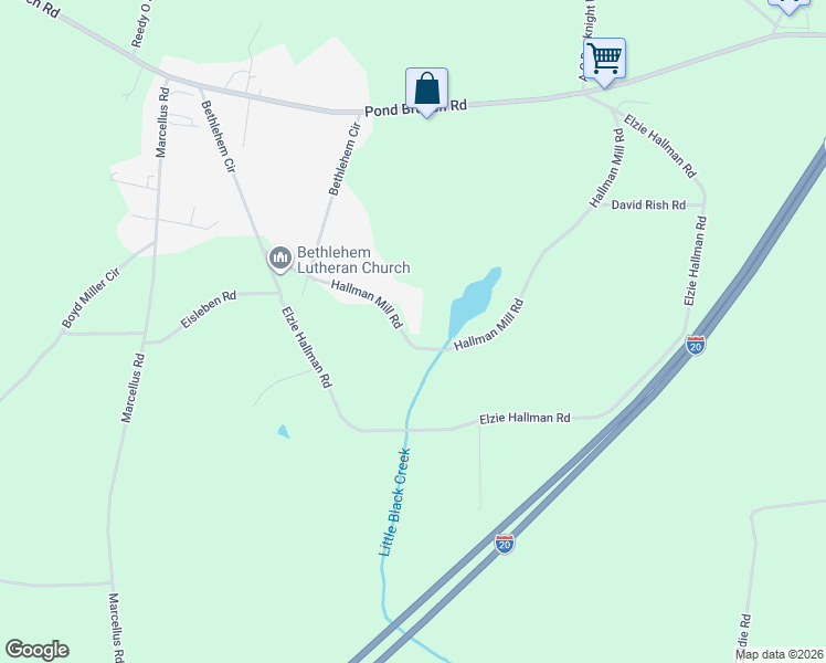 map of restaurants, bars, coffee shops, grocery stores, and more near 506 Hallman Mill Road in Lexington County