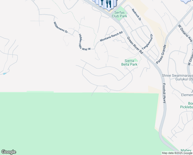 map of restaurants, bars, coffee shops, grocery stores, and more near 2720 Santa Fiora Drive in Corona