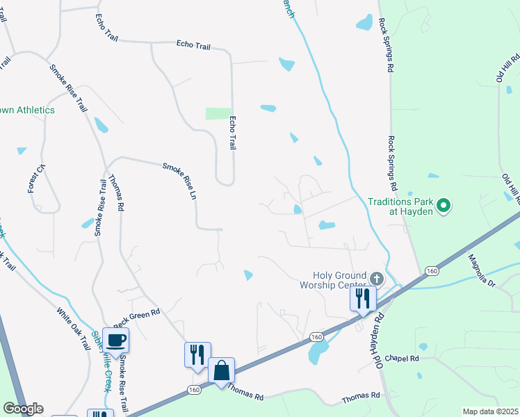 map of restaurants, bars, coffee shops, grocery stores, and more near 495 Tumblin Road in Warrior
