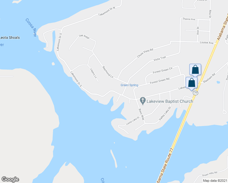 map of restaurants, bars, coffee shops, grocery stores, and more near 1434 Lakemont Drive South in Gadsden