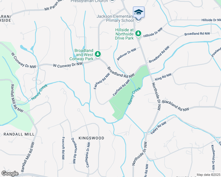 map of restaurants, bars, coffee shops, grocery stores, and more near 631 Fairfield Road Northwest in Atlanta