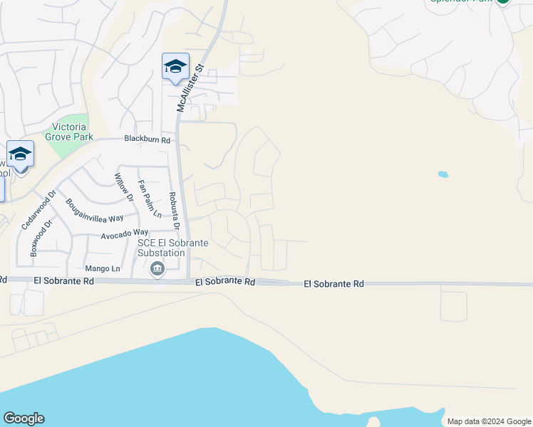 map of restaurants, bars, coffee shops, grocery stores, and more near 13037 York Mountain Drive in Riverside