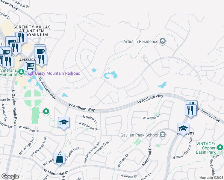 map of restaurants, bars, coffee shops, grocery stores, and more near 41419 North Fairgreen Way in New River