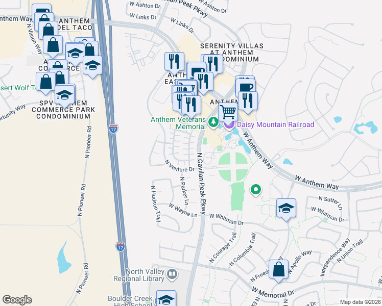 map of restaurants, bars, coffee shops, grocery stores, and more near 3639 West Turtle Hill Court in New River