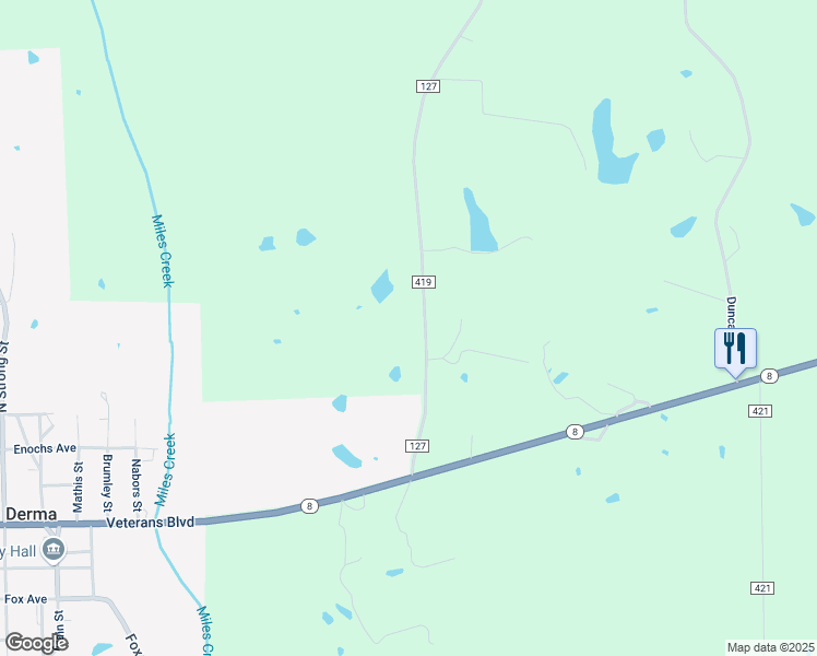 map of restaurants, bars, coffee shops, grocery stores, and more near 35 County Road 419 in Calhoun City