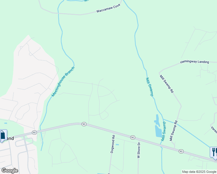 map of restaurants, bars, coffee shops, grocery stores, and more near 2027 Vaught Ridge Road in Longs