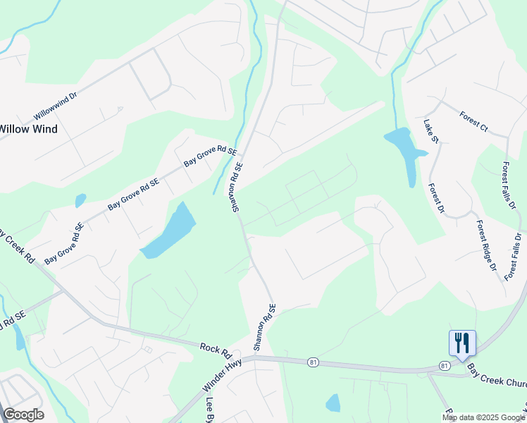 map of restaurants, bars, coffee shops, grocery stores, and more near 3951 Dean Grove Way in Loganville