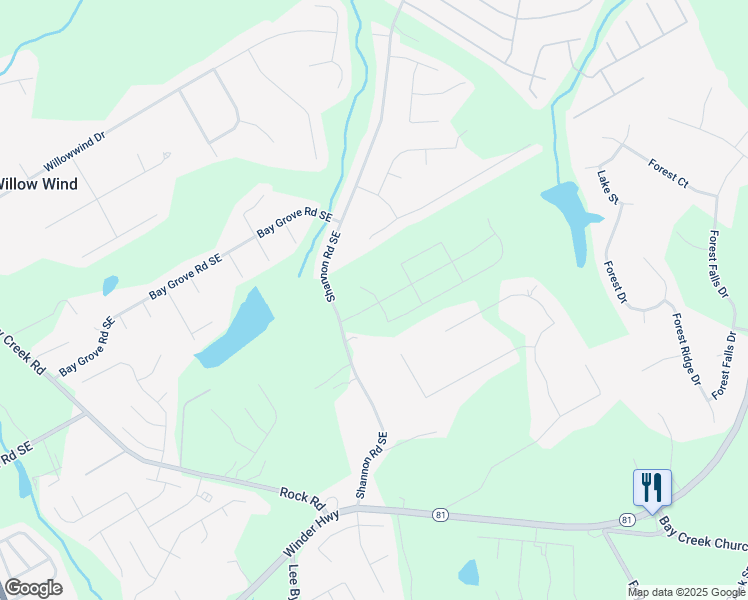 map of restaurants, bars, coffee shops, grocery stores, and more near 3951 Dean Grove Way in Loganville