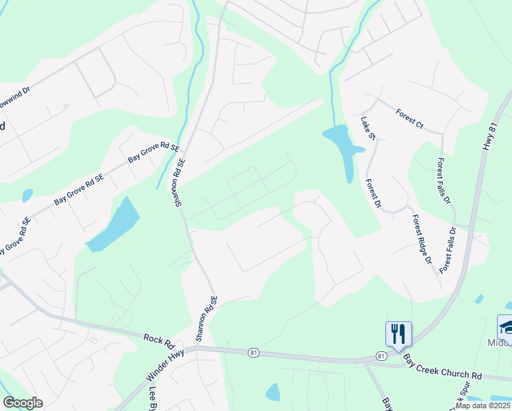map of restaurants, bars, coffee shops, grocery stores, and more near 4121 Dean Grove Way in Loganville