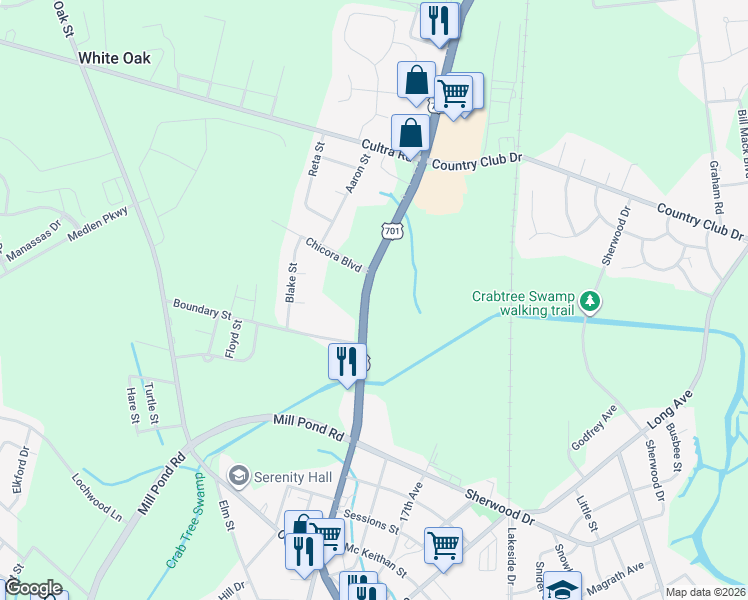 map of restaurants, bars, coffee shops, grocery stores, and more near 2225-2499 Main Street in Conway