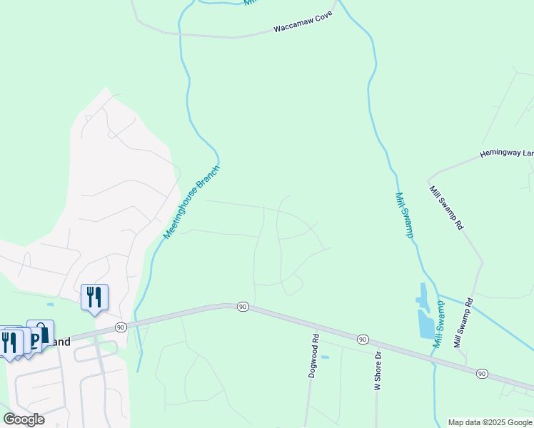 map of restaurants, bars, coffee shops, grocery stores, and more near 2027 Vaught Ridge Road in Longs