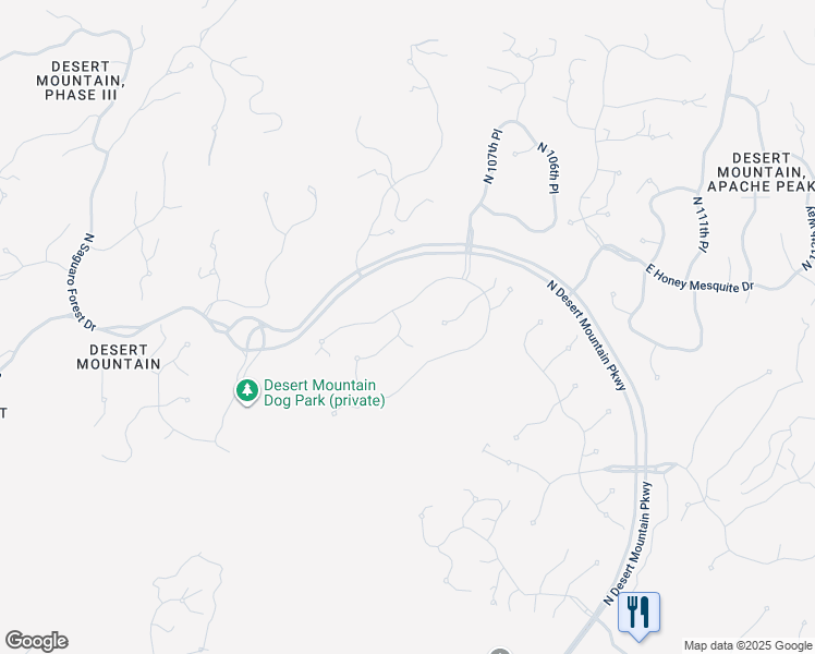 map of restaurants, bars, coffee shops, grocery stores, and more near 10597 East Honey Mesquite Drive in Scottsdale