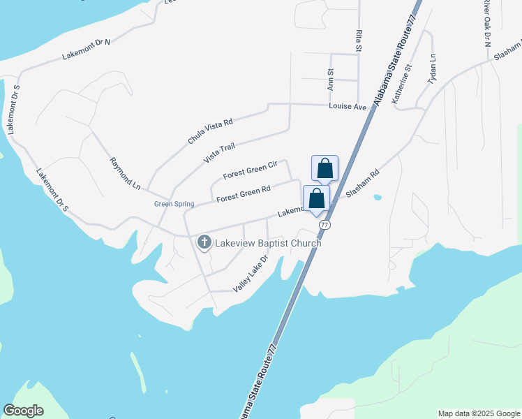 map of restaurants, bars, coffee shops, grocery stores, and more near 1699 Forest Green Road in Gadsden